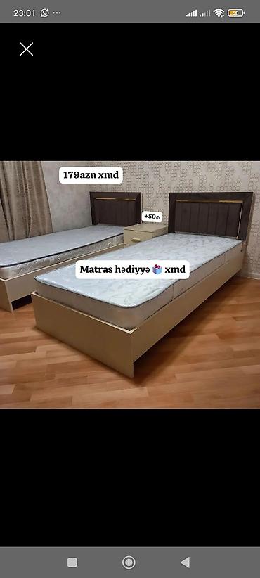 Çarpayılar: İki ədəd tək nəfərlik çarpayı dəsti - Ölçü: tək nəfərlik (standart) - — 1