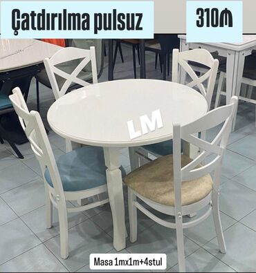 Çarpayılar: Mətbəx üçün, Açılmayan, Yumru masa, 4 stul