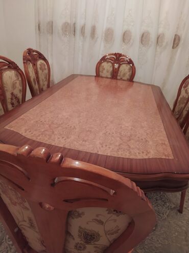Masa və oturacaq dəstləri: Qonaq otağı üçün, Yeni, Açılan, Oval masa, 6 stul, Azərbaycan