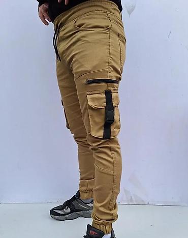 Ostala muška odeća: Muške cargo pantalone – bež/karamel boja - Kroj: slim/skinny nogavice — 5