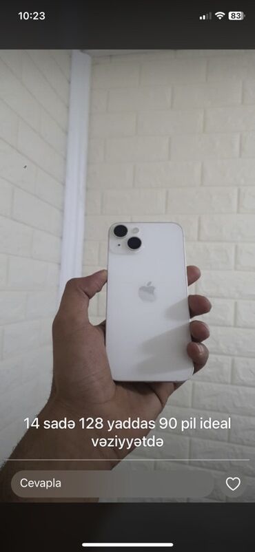 iphone 13 ucuz qiymete: IPhone 14, 128 GB, Ağ, Face ID