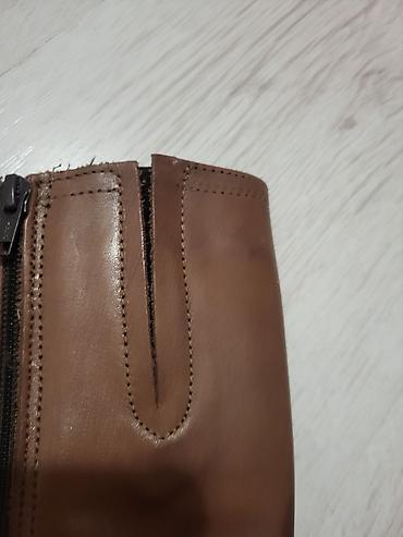 martens cena: Ženske kožne čizme do kolena – braon - Materijal: prirodna koža — 3