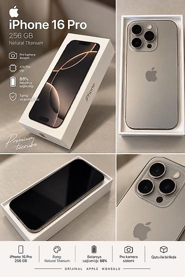 IPhone 16 Pro, 256 GB, Natural Titanium lalafo.az -da IPhone 16 Pro, 256 GB, Natural Titanium