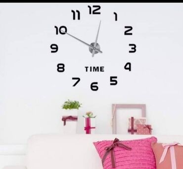 3d satovi za zid: Wall clock, color - Black, New