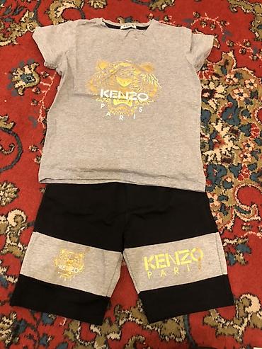 Şortlar: Uşaq geyim dəsti – Kenzo Paris motivli - 2 hissə: qısaqol boz köynək — 2