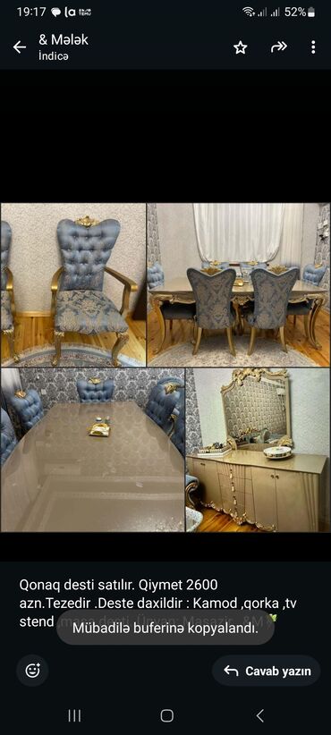 Divanlar: Qonaq desti satılır. Qiymet 2600 azn.Tezedir .Deste daxildir : Kamod