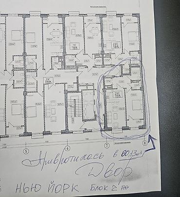 60: 2 комнаты, 60 м², Асанбай мкр Элитка, 8 этаж, ПСО (под самоотделку) — 2