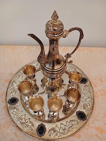 Qəhvə dəsti, rəng - Qızılı, Metal, 6 nəfərlik