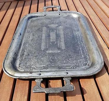 Staro posuđe i escajg: Vintage veliki posrebreni predratni poslužavnik 57 cm!. Vintage veliki — 2