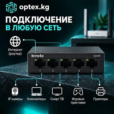 Фото жана видеокамералар: 📡 HUB Switch Tenda SG105 5-Port Gigabit 10/100/1000M,. Tenda SG105 — 3