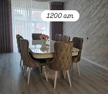Yemək otağı üçün dəst - Dəst: 1 ədəd iri, oval formalı yemək masası +