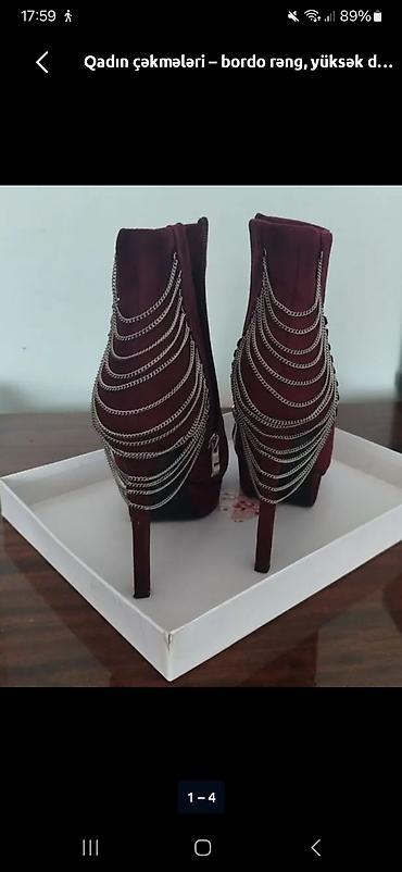 dsx cevik forma: Qadın çəkmələri – bordo rəng, hündürdaban - Rəng: Bordo - Model: Qısa — 1