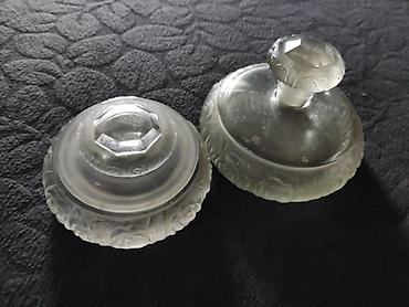 Şüşə ətir şüşələri dəsti (2 ədəd) - Material: qalın, buzlu şüşə -