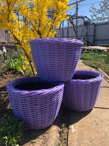 шкафы кухонный: Плетёные кашпо для растений - Материал: синтетический ротанг