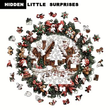 Kreativni setovi za decu: Christmas drvene puzzle NOVO Drvena slagalica 2 u 1 – Božićna kućica — 9