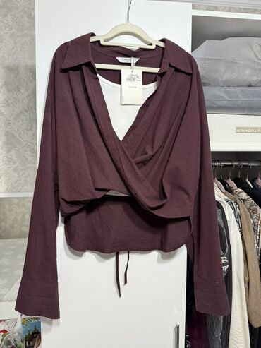kvm переключатели smb value: Женская рубашка-блуза с запахом. - Цвет: глубокий бордовый. - Крой