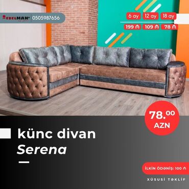 Divanlar: Künc divan, Yeni, Açılan, Bazalı, Parça, Şəhərdaxili pulsuz çatdırılma — 18