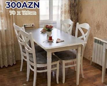 tek stolar: Mətbəx üçün, Yeni, Açılmayan, Dördbucaq masa, 4 stul — 1