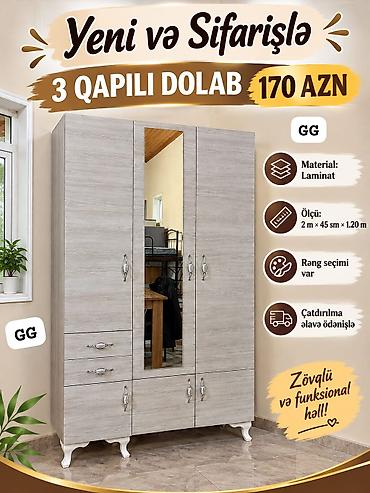 samovar 10 litr: 3 qapılı dolab – zövqlü və funksional həll • Material: laminat • — 1