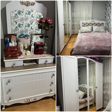 doseklerin qiymeti: Двуспальная кровать, Трюмо, Шкаф, 2 тумбы, Б/у