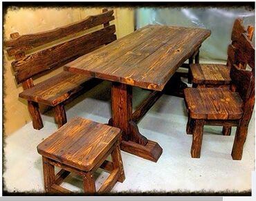 Bağ, çöl masa və oturacaq dəstləri: Yeni, Dördbucaq masa, 6 stul, Açılmayan, Stullar ilə, Taxta, Azərbaycan — 4