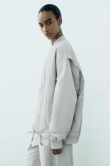 Бомберы: Бомбер оверсайз ZARA оригинал - Необычный фасон, выделит вас из — 4