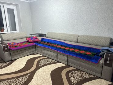 купить диван недорого бу: Угловой диван, цвет - Серый, Б/у