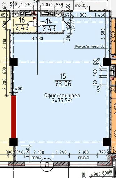 premium development: Продажа офисов 76 м², Без ремонта, Бизнес центр, 13 этаж — 5