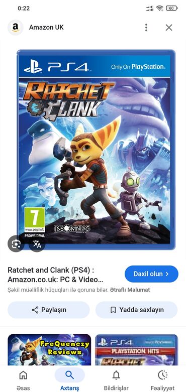 en ucuz ps4 oyunları: "Ratchet & Clank" PS4 üçün video oyun diski. Bu oyun, macəra