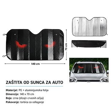 KMT Style sklopiva zaštita od sunca za auto – crna sa dizajnom crvenih