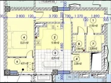 купить квартиру мкр восток 5 бишкек: 2 комнаты, 55 м², Элитка, 12 этаж, ПСО (под самоотделку)