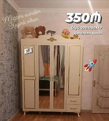 Dolablar: Üç qapılı şkaf – güzgülü, saxlama üçün funksional dizayn. - Ölçü: 200 — 1