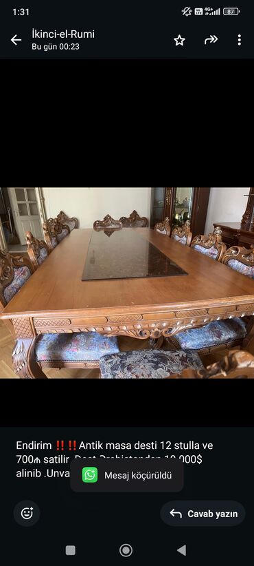 Растения: Endirim ‼️‼️Antik masa desti 12 stulla ve 700₼ satilir .Dest