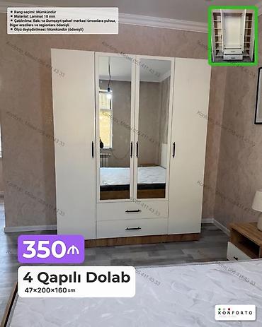 Ev üçün mebel: 4 qapılı paltar dolabı – 47×200×160 sm - Material: 18 mm laminat - — 1