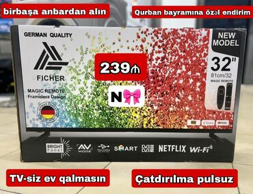 smart tv azerbaycan kanallari: Yeni Televizor 32" Pulsuz çatdırılma