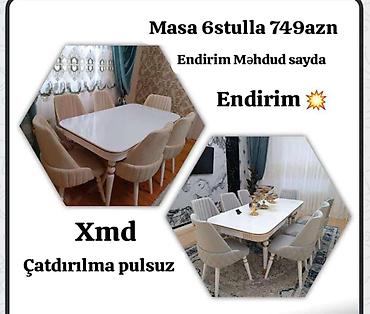 Masa və oturacaq dəstləri: Yemək masası və 6 ədəd stul dəsti - Komplekt: 1 ədəd dikdörtgan masa — 171