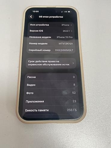 iph: IPhone 15 Pro, Б/у, 256 ГБ, Black Titanium, Чехол, 85 % — 3