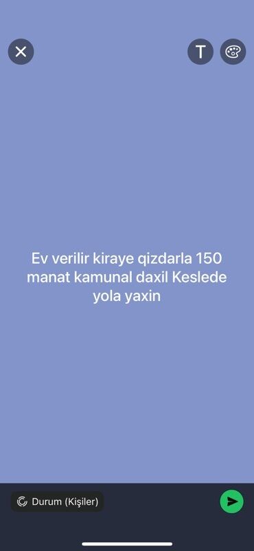 Mənzil kirayələyirəm: Ev verilir kirayə qızlar üçün, 150 manat kommunal daxil olmaqla