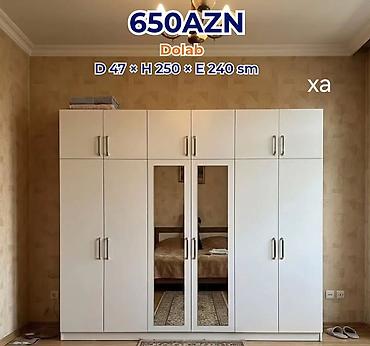 demir krafat: Ağ rəngli çoxseqmentli qarderob dolabı Ölçülər: - Dərinlik: 47 sm - — 1