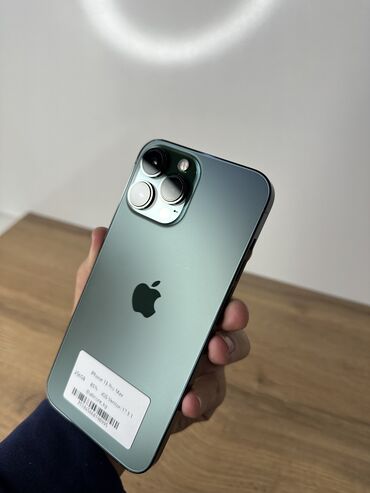 телефон беш сары: IPhone 13 Pro Max, Б/у, 256 ГБ, Зеленый, Зарядное устройство, Защитное стекло, Чехол, 85 %