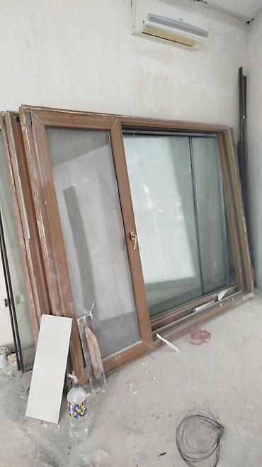 plasdik pencere: Taxta görünümlü PVC sürgülü pəncərə dəsti - Material: PVC profil — 1