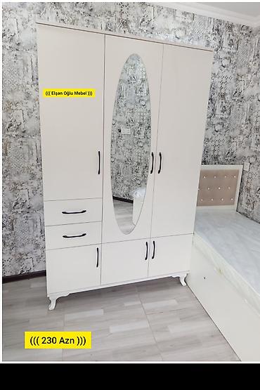 Yeni, 3 qapılı, Güzgülü, Ağ, Açılan, Düz dolab
