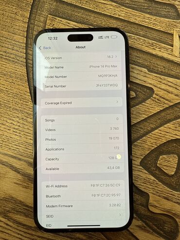 black latte кыргызстан: IPhone 14 Pro Max, Колдонулган, 128 ГБ, Black Titanium, 89 %