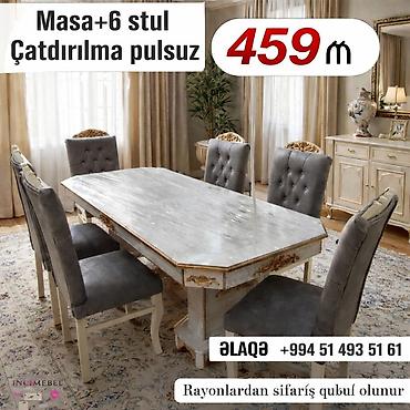 azerbaijan sekilleri: Qonaq otağı üçün, Yeni, Açılmayan, Dördbucaq masa, 6 stul — 1