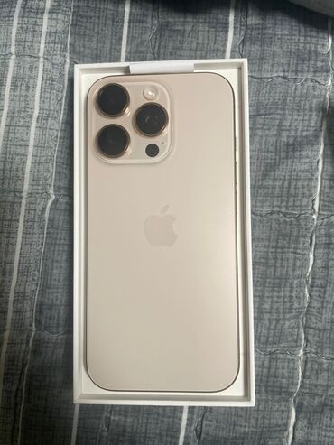 Apple iPhone: IPhone 16 Pro, Колдонулган, 128 ГБ, Desert Titanium, Кабель, Куту, 100 %