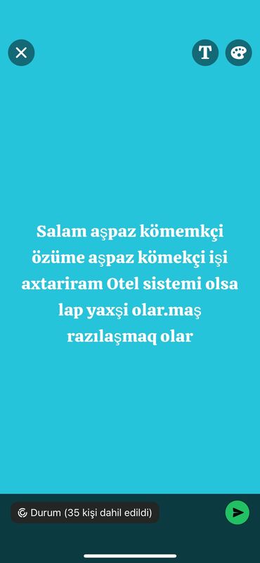 quyu qazma xidmeti: Abşeron Mariot otelinde işlemişam Rusiyada 1 il restoran aşpaz