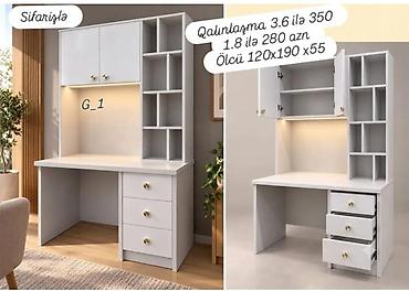 Sifarişlə hazırlanan funksional iş/gəzinti masası və üst dolab dəsti