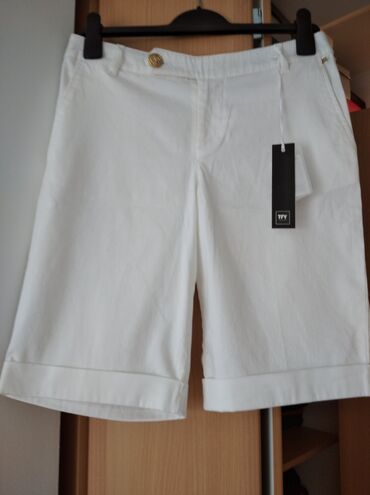 pantalone bele: Cotton, color - White, Single-colored