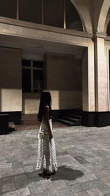 сарафан длинный: Длинное летнее платье в горох. - Цвет: белый с контрастным черным — 7