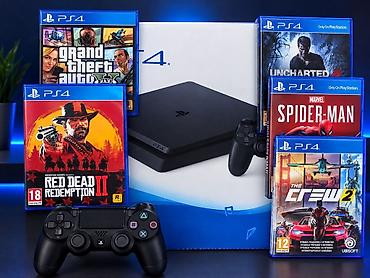 blu ray disk: PlayStation 4 (PS4) oyun konsolu paketi PlayStation 4 Slim — 1 TB — 1